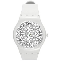 Pattern-white Round Plastic Sport Watch (M)