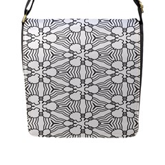 Pattern-white Flap Closure Messenger Bag (L)