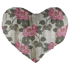 Roses,paint Large 19  Premium Heart Shape Cushions by nateshop