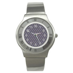 Seamless-pattern Gray Stainless Steel Watch by nateshop