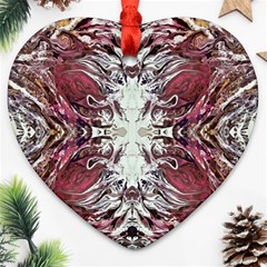 Pink On Gold Symmetry Heart Ornament (two Sides) by kaleidomarblingart