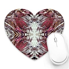 Pink On Gold Symmetry Heart Mousepads by kaleidomarblingart