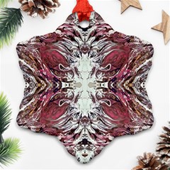 Pink On Gold Symmetry Ornament (snowflake) by kaleidomarblingart