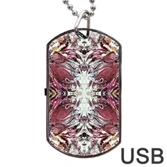 Pink On Gold Symmetry Dog Tag Usb Flash (two Sides) by kaleidomarblingart