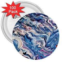 Abstract Waves 3  Buttons (100 Pack)  by kaleidomarblingart