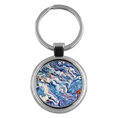 Abstract Waves Key Chain (round) by kaleidomarblingart