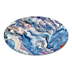 Abstract Waves Oval Magnet by kaleidomarblingart