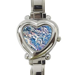 Abstract Waves Heart Italian Charm Watch by kaleidomarblingart