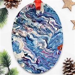 Abstract Waves Oval Ornament (two Sides) by kaleidomarblingart