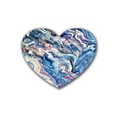 Abstract Waves Rubber Coaster (heart) by kaleidomarblingart