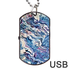 Abstract Waves Dog Tag Usb Flash (two Sides) by kaleidomarblingart