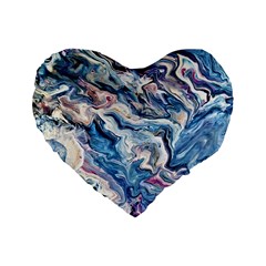 Abstract Waves Standard 16  Premium Flano Heart Shape Cushions by kaleidomarblingart