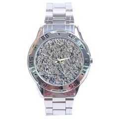 Cracked Texture Print Stainless Steel Analogue Watch