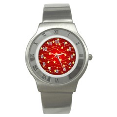 Background Christmas Decoration Holiday Xmas Shiny Stainless Steel Watch by artworkshop