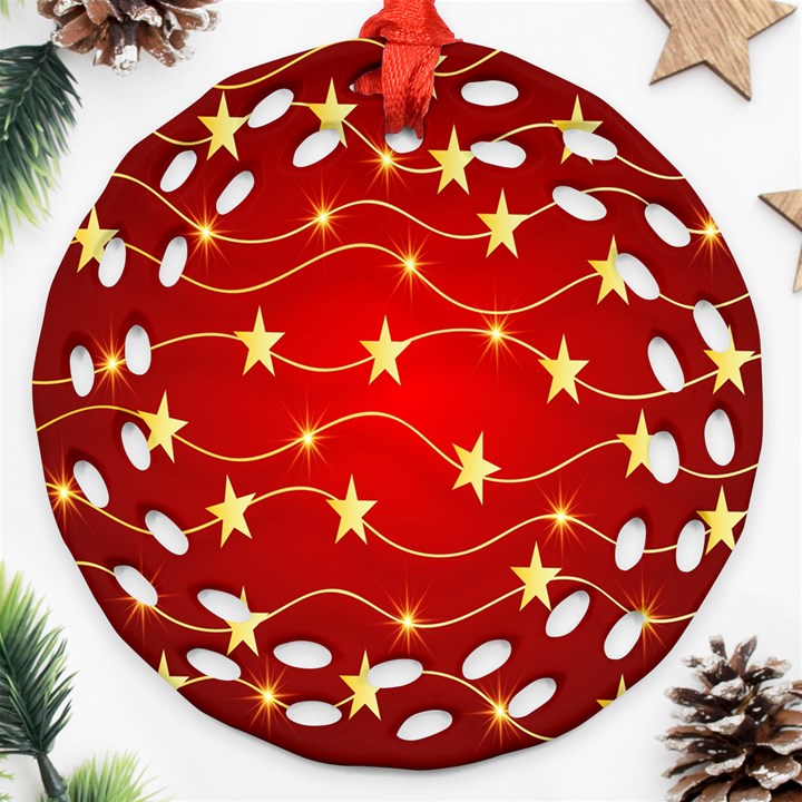 Background Christmas Decoration Holiday Xmas Shiny Ornament (Round Filigree)