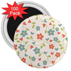  Background Colorful Floral Flowers 3  Magnets (100 Pack) by artworkshop