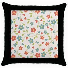  Background Colorful Floral Flowers Throw Pillow Case (black) by artworkshop