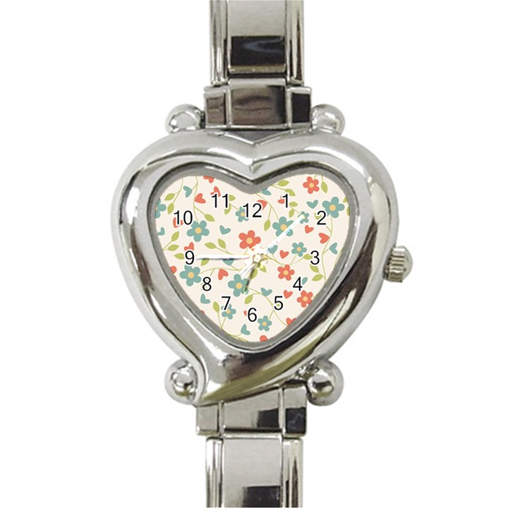  Background Colorful Floral Flowers Heart Italian Charm Watch