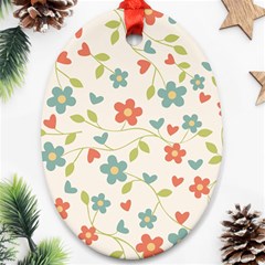  Background Colorful Floral Flowers Ornament (oval) by artworkshop