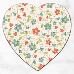  Background Colorful Floral Flowers Jigsaw Puzzle (heart) by artworkshop