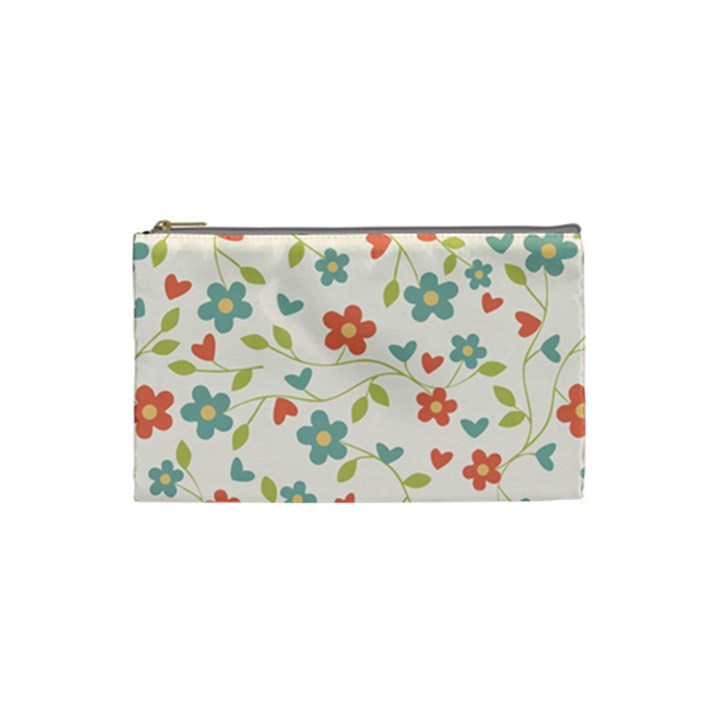  Background Colorful Floral Flowers Cosmetic Bag (Small)