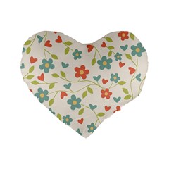  Background Colorful Floral Flowers Standard 16  Premium Heart Shape Cushions by artworkshop