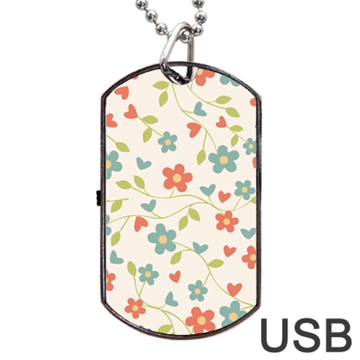  Background Colorful Floral Flowers Dog Tag USB Flash (One Side)