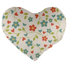  Background Colorful Floral Flowers Large 19  Premium Heart Shape Cushions by artworkshop