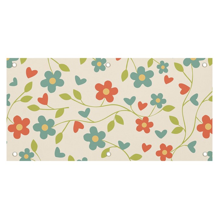  Background Colorful Floral Flowers Banner and Sign 6  x 3 