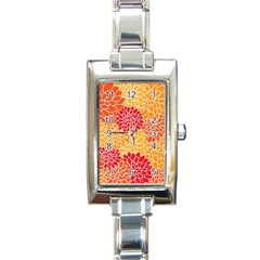 Background Colorful Floral Rectangle Italian Charm Watch