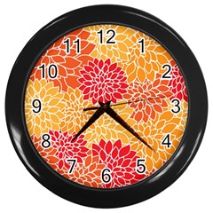 Background Colorful Floral Wall Clock (black) by artworkshop