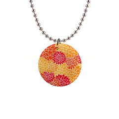 Background Colorful Floral 1  Button Necklace by artworkshop