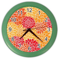 Background Colorful Floral Color Wall Clock by artworkshop