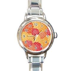 Background Colorful Floral Round Italian Charm Watch