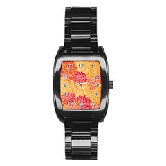 Background Colorful Floral Stainless Steel Barrel Watch by artworkshop