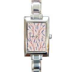 Floral Branches Plant Drawing Rectangle Italian Charm Watch by artworkshop