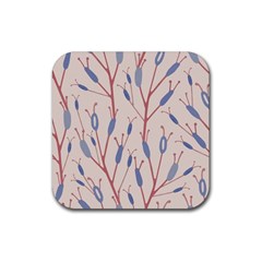 Floral Branches Plant Drawing Rubber Coaster (square) by artworkshop