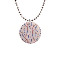 Floral Branches Plant Drawing 1  Button Necklace by artworkshop