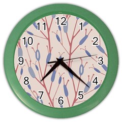 Floral Branches Plant Drawing Color Wall Clock by artworkshop