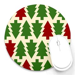  Christmas Trees Holiday Round Mousepads by artworkshop