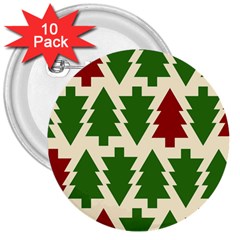  Christmas Trees Holiday 3  Buttons (10 Pack)  by artworkshop