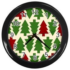  Christmas Trees Holiday Wall Clock (black) by artworkshop