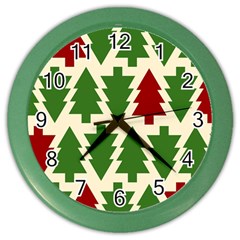  Christmas Trees Holiday Color Wall Clock by artworkshop