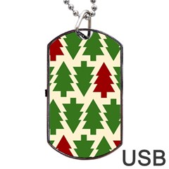  Christmas Trees Holiday Dog Tag Usb Flash (one Side) by artworkshop