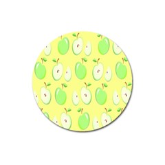 Apple Pattern Green Yellow Magnet 3  (round) by artworkshop