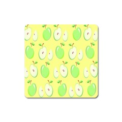 Apple Pattern Green Yellow Square Magnet by artworkshop