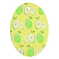 Apple Pattern Green Yellow Oval Ornament (two Sides) by artworkshop