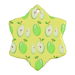 Apple Pattern Green Yellow Ornament (snowflake) by artworkshop