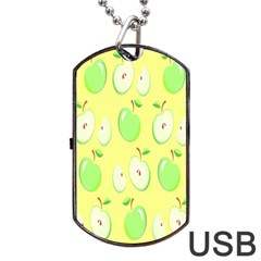 Apple Pattern Green Yellow Dog Tag Usb Flash (two Sides)