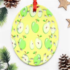 Apple Pattern Green Yellow Ornament (oval Filigree) by artworkshop